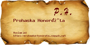 Prohaska Honoráta névjegykártya